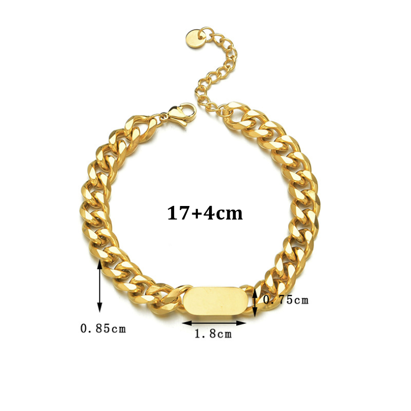 316L Roestvrij Staal Mode Upscale Sieraden Hip-Hop Punk Minimalisme Charm Dikke Ketting Armbanden Voor Vrouwen