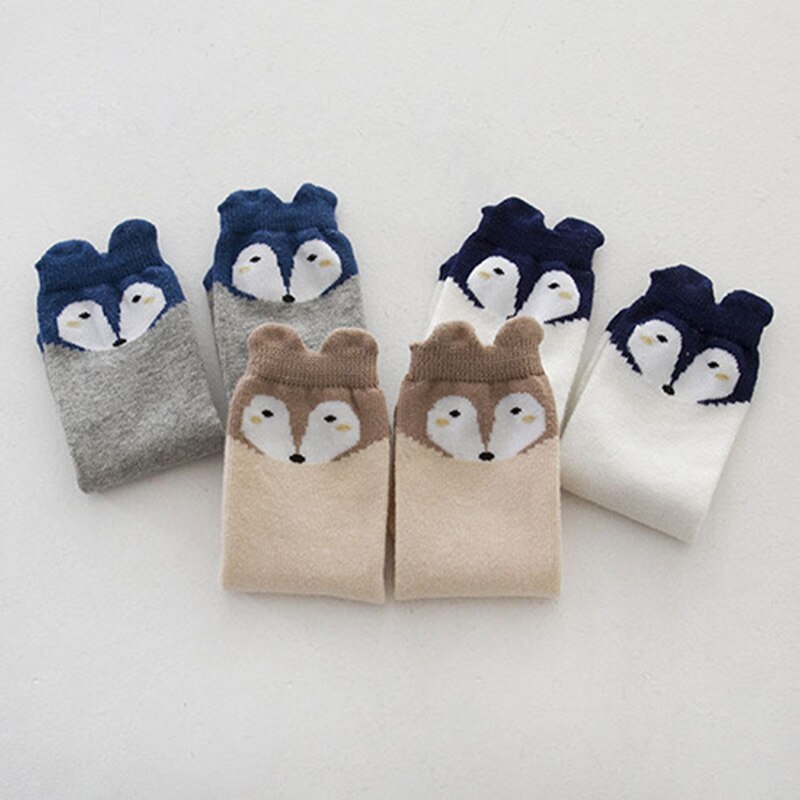3 Paia/lotto Infantile Del Bambino Del Cotone Calzini Primavera Estate 3d Orecchie Volpe Sox Del Bambino Bebe Antiscivolo Calzini antiscivolo