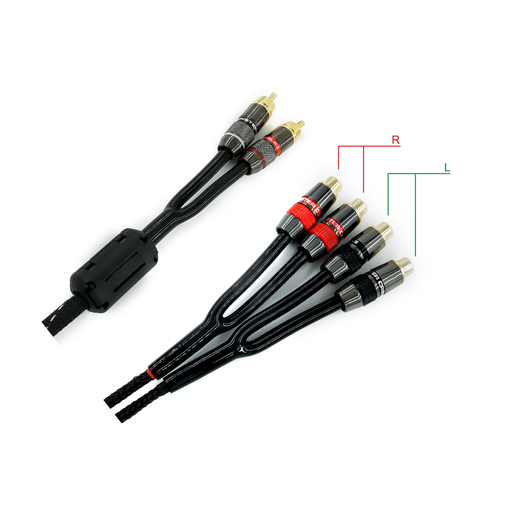RCA Plug Splitter Stereo Audio Video Cable 2 Male to 4 feMale Dual Speaker Y Adapter Connector Extension Cord 1 Input 2 Output: Red / 3m