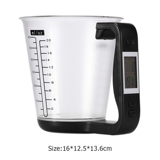 Portable Digital Temperature Measuring cup Measurement Cups Electronic Kitchen Baking Scales Enduring Food Scale Timer LCD: Black
