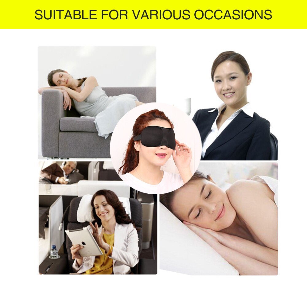 3D Memory Foam Eye Mask with Ear Plugs Eyeshades Travel Set for Sleeping Work Study Rest Sleep Mask Soft Sponge Pad Cover