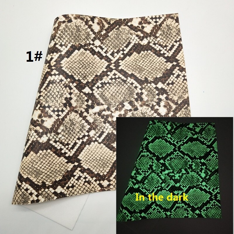 1PC 21X29CM Glow in the Dark Faux Leather Fabric, Snake Synthetic Leather Fabric Sheets For Making Bows LEOsyntheticoDIY T277: 1
