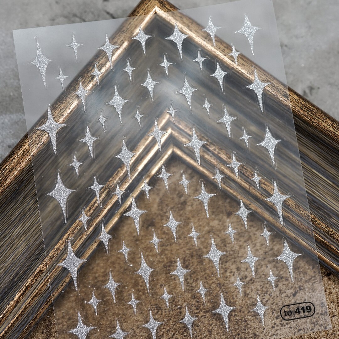 Pferd Sterne Mond 5D Geprägt Schmetterling Nagel Aufkleber Kunst Presse auf NäGel Decals Dekorationen Transfer Nagel Folie Manikübetreffend: 419 Silber-