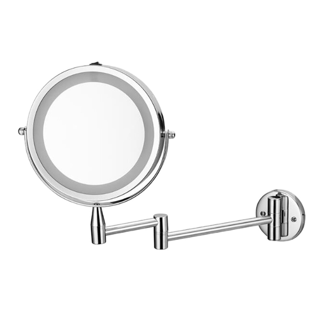 7'' Wall Mount Makeup Mirror LED Lighted Doubled Sided with Normal and 3x Magnification Extendable Arm 360 Degrees Swivel