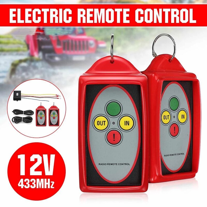 12V-24V 433MHz Digital Wireless Winches Remote Control Recovery Kit for Jeep SUV Off-Roads Trucks