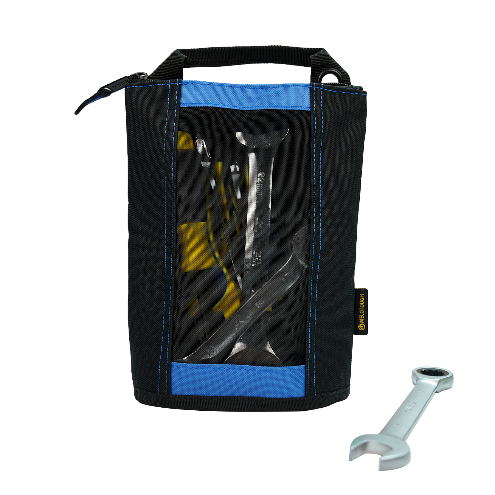 Melotough Canvas Rits Tool Pouch Zipper Bag-Sluiting Zak Met Mesh Venster En Opknoping Grommets 2 Pack: Marineblauw