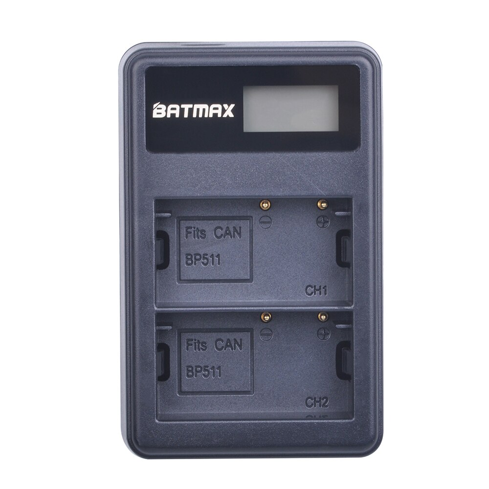 Batmax-Batería de repuesto para cámara de BP-511, cargador Dual LCD USB para Canon G6 G5 G3 G2 G1 EOS 300D 50D 40D 30D 20D 5D: 1 charger
