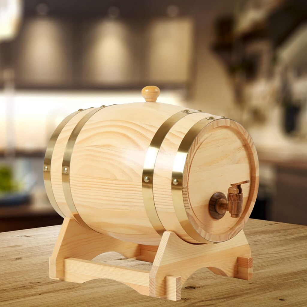 Pine Wine Barrel Brewing Port Bucket w/ Stand for Whisky Liquor Hotel Restaurant Decor
