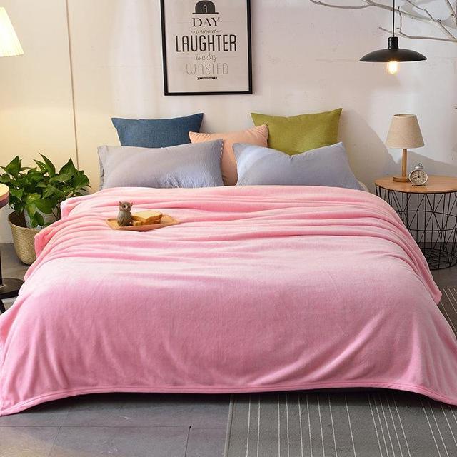 Pluche zachte vezel warme deken roze laken bedovertrek bankhoes tweepersoonsbed laken sprei deken bedset reisgezelschap: Kleur 1