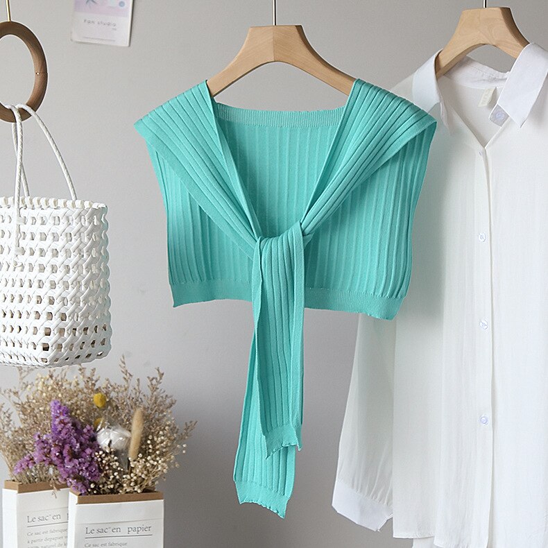 Monmoira solid höst stickad sjal kvinnor franska chic casual strappy stickade plagg damer cws 0342-5: Grön