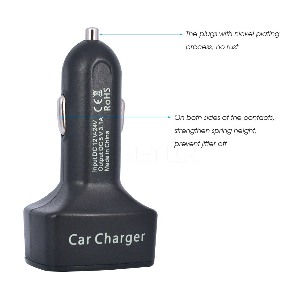 Kebidu 4 in dual-usb-autoladegerät mit  dc 5v 3.1a adapter 1 spannungs-/temperatur-/strommessgerät und digitalem lcd-display
