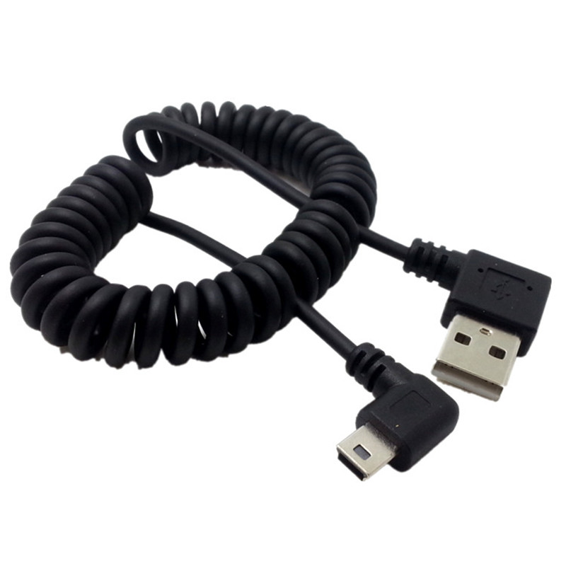 Spring Kabel USB 2.0 Type A Haakse Male naar Mini USB 90 Graden Lading Data voor tablet