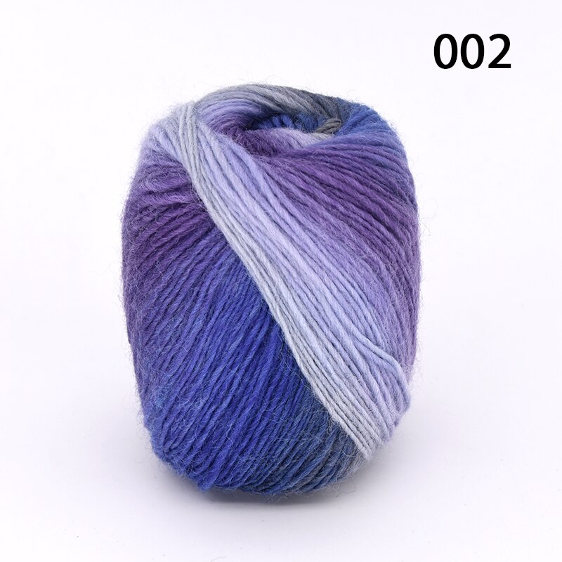 300g(50g*6 stk) lang regnbue uld farvning ren uld garn dame sjaler tråd fin uld hat frakke: 02