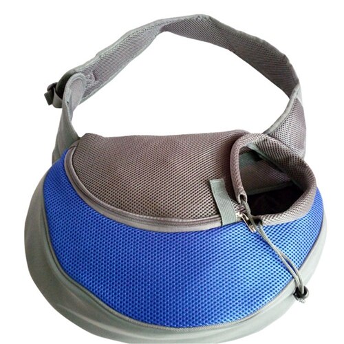 Bolsas de transporte frontales transpirables para perros, bolso grande de hombro de viaje cómodo de malla para cachorros, gatos, pequeñas mascotas, transportadores de mochila: Azul / S