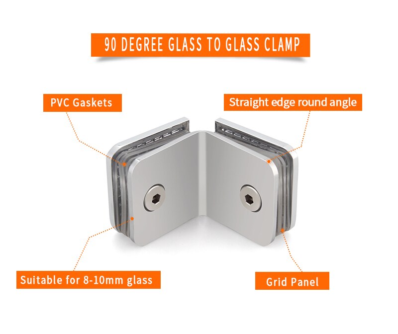 Brass Glass to Glass Shower Glass Door Clamp