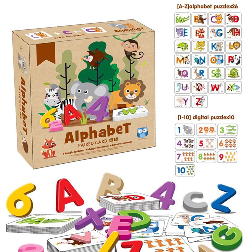 Children 3D Alphanumeric Matching Card Preschool Learning Toy Alphabet And Number Puzzles Animal Recognition Education Toy #30: Default Title