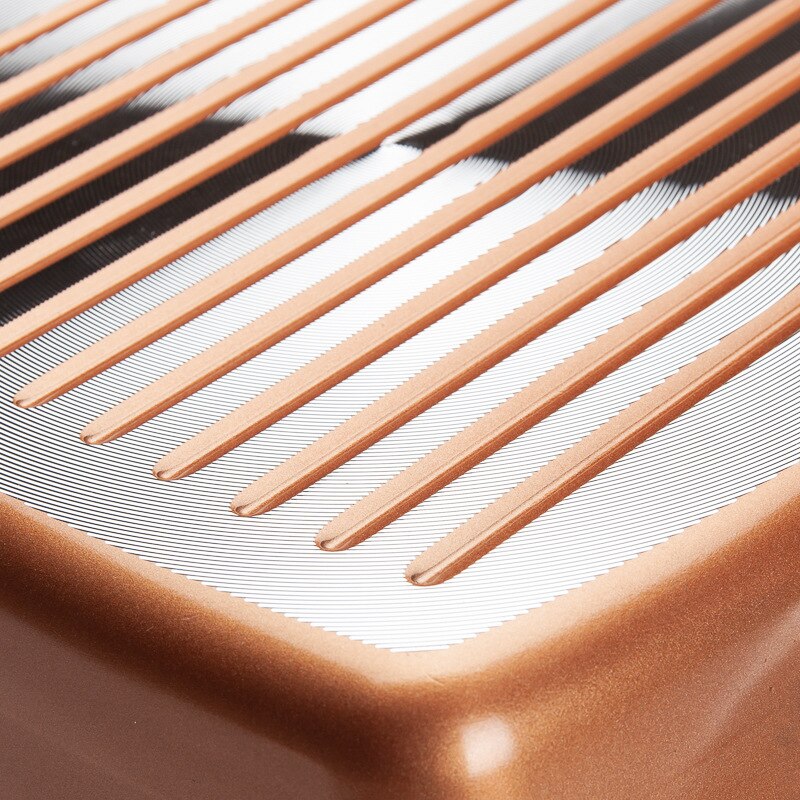 Non-Stick Square Steak Frying Pan Copper Color Aluminum Striped Frying Pan Single Bottom Aluminum Pan