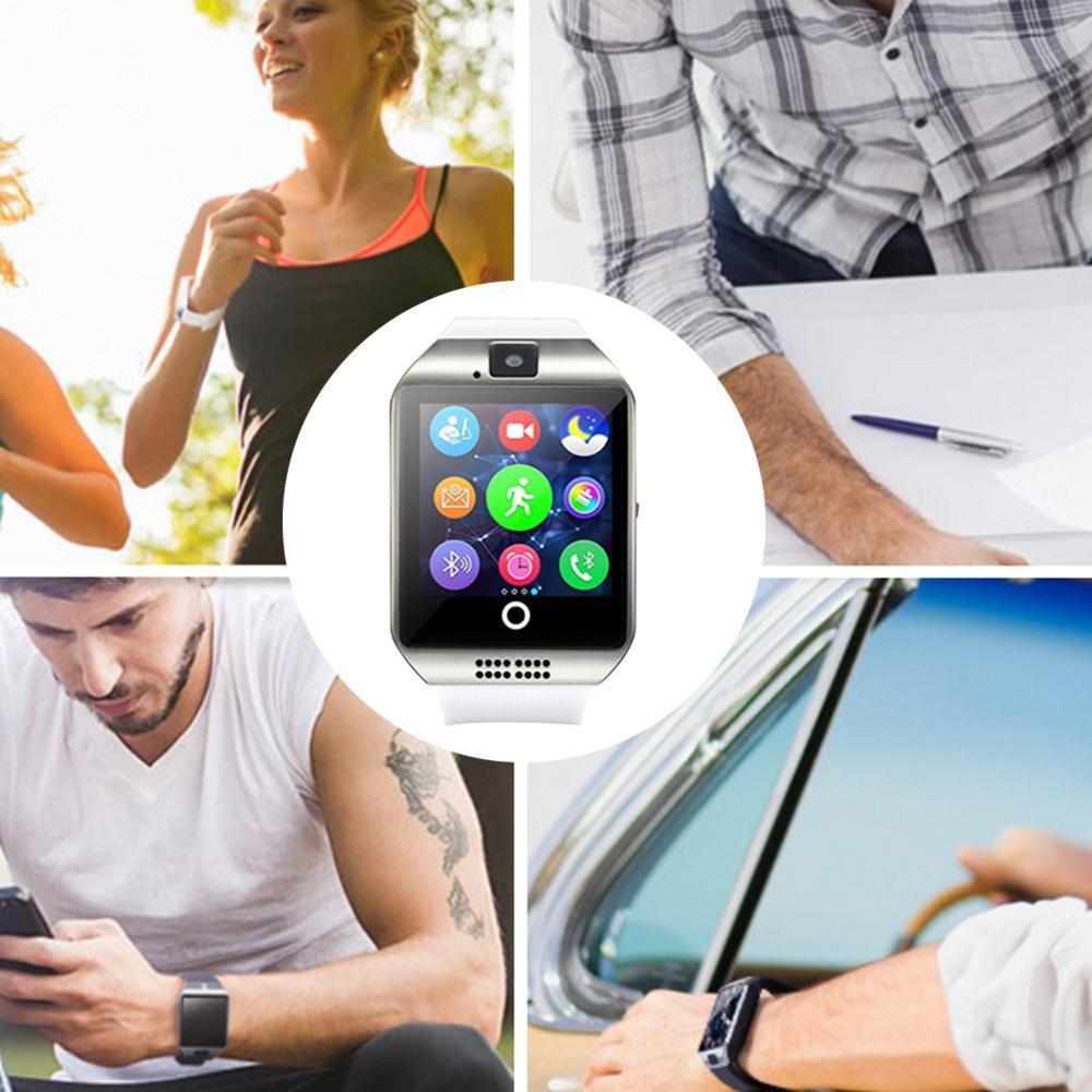 Smart ur med kamera  q18 bluetooth smartwatch sim-kort slot fitness aktivitet tracker sport ur til android