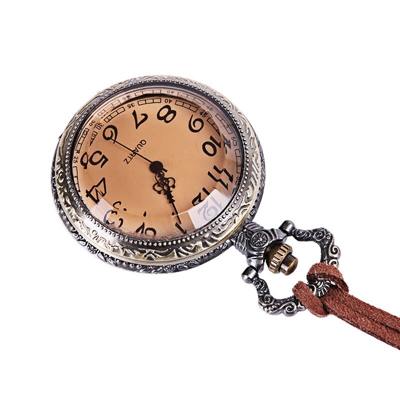 Dr. Who-reloj de bolsillo con espejo transparente para hombre y mujer, cronógrafo con funda abatible de bronce, estilo Vintage, con cadena de