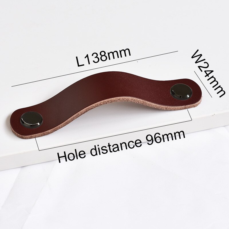 Mässingsbrunt läder handtag och skåp garderob dörr lådor handtag knopp byrå drar #39 rum knoppar tiradores: Pistol svart -96mm