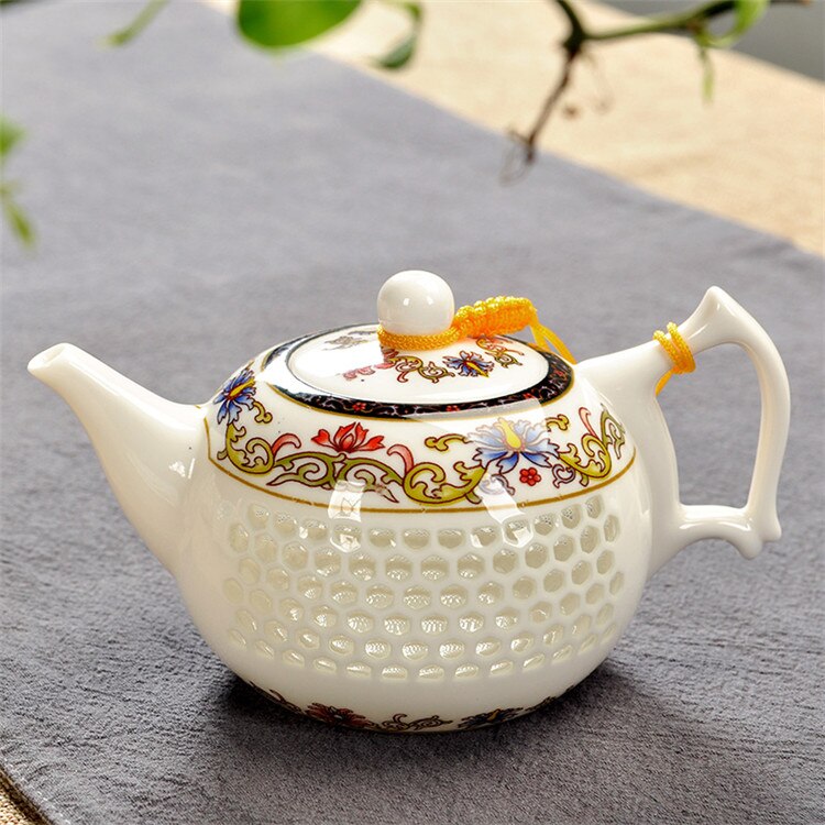 Tradycyjny chińnarty niebieski ryż biały wzór dzbanek robić herbaty 170ml starożytne chiny dzbanek ceramiczny Puer Kongfu zestaw herbaty samowar: Hive Rich