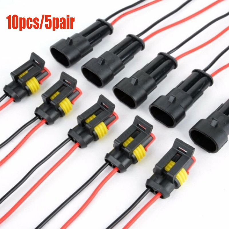 10PCS 2 Pin Way Car Sealed Waterproof Electrical Wire Connector Plug