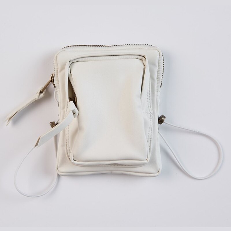 Kvinder lille skuldertaske mini messenger tasker telefonpose crossbody taske tynd skulderbælte mini lynlås pose til kvinder: Hvid messenger taske