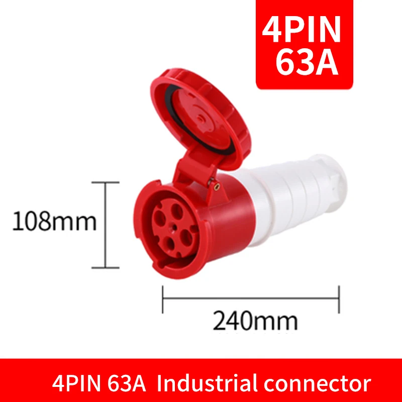 63A Industrial Plug and Socket 3P/4P/5Pin Electrical Connector IP67 Wall Mounted Socket Male&Female Plug: Ivory