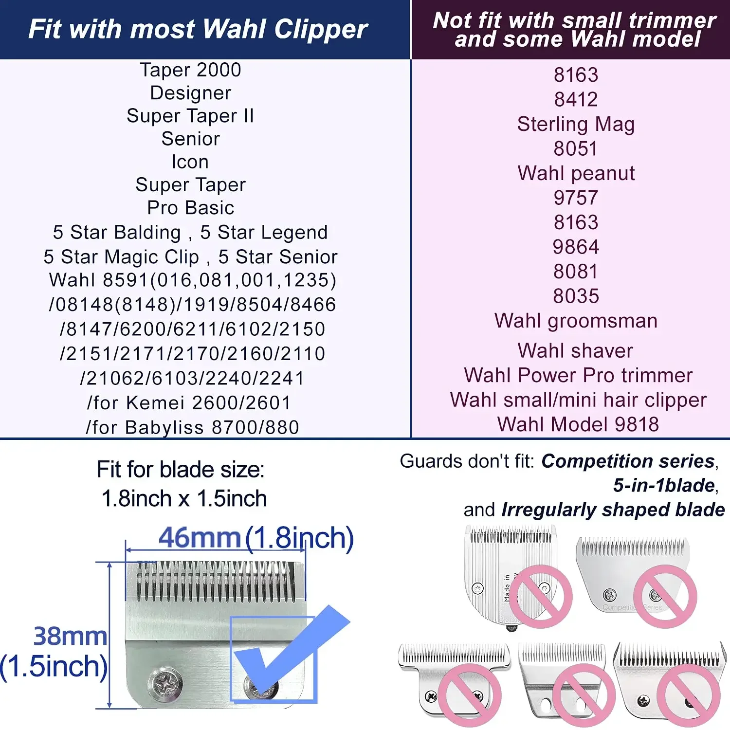 Peignes de protection de tondeuse avec clip en métal, guides de coupe de cheveux professionnels, compatibles avec la plupart des tondeuses Wahl, 8 pièces, 10 pièces, Premium