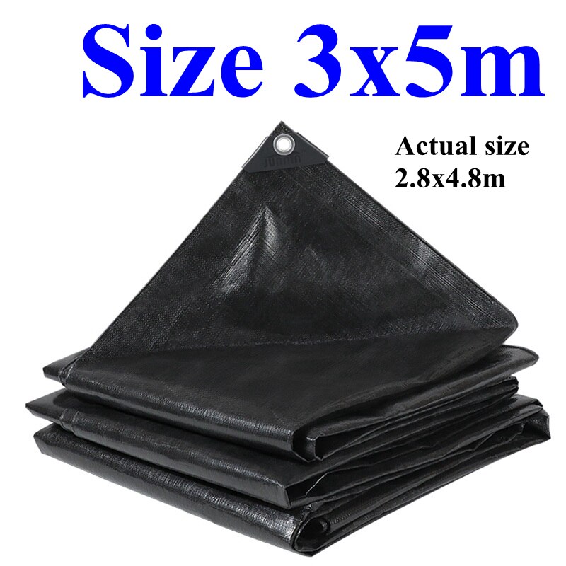 Zwart Pe Regendicht Doek Dekzeil Tuin Outdoor Luifel Zon Shade Sail Camping Boot Vrachtwagen Luifel Grondzeil Waterdicht Doek