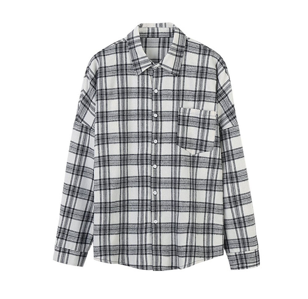 Raibaallu 100% Katoen Mannen Plaid Shirt Slim Fit Lente Herfst Mode Kleuren Mannelijke Toevallige Zachte Lange Mouwen Shirts Mannen blouse: M / White