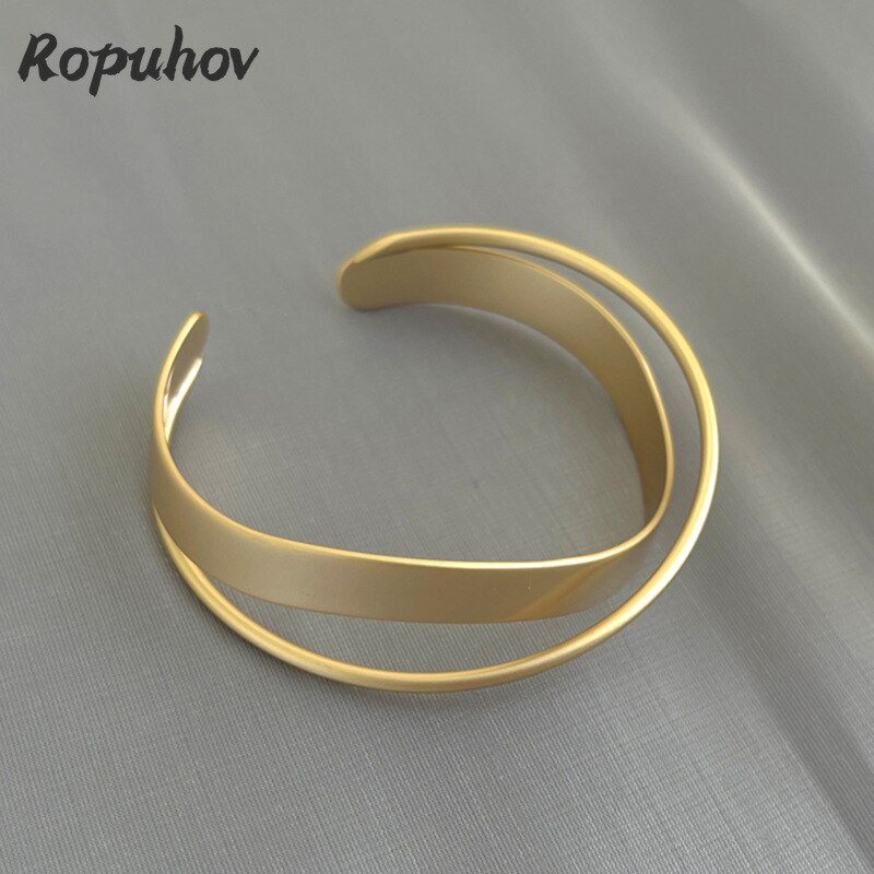 Ropuhov S925 Zilverkleurige Vrouw Koude Wind Armband Geometrische Kruis Armband Stom Goud Metalen Armband Eenvoudige Hand Sieraden