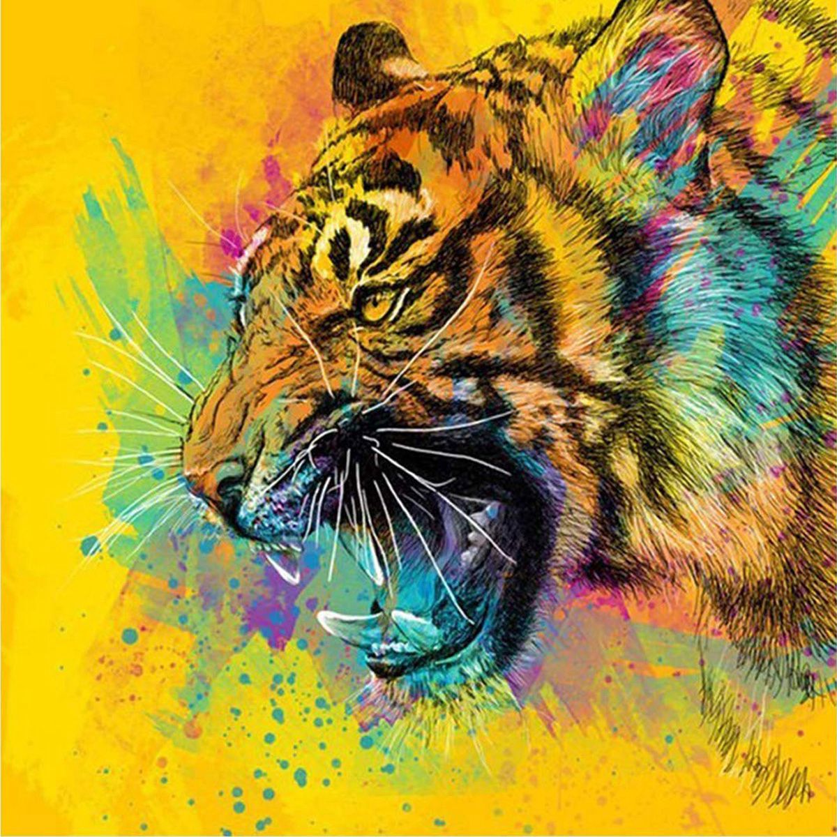 -5D Diamond Painting Kits Full Drill Diamond Embroidery (Tiger, 12X12)