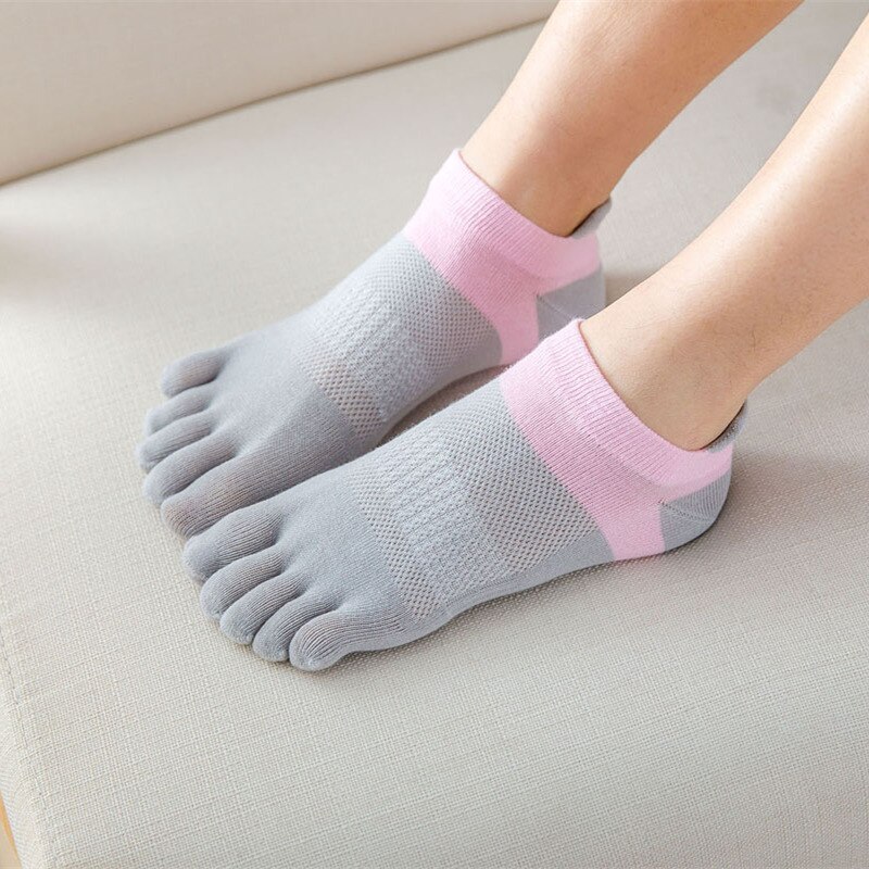 Toe Socks Women 100 Cotton Five Fingers Socks Breathable Cotton Socks Sports Running Solid Color Yellow Blue Sock Female Sox: A