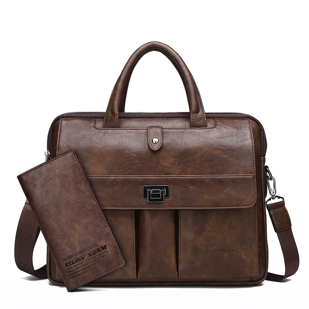 Celinv koilm mand dokumentmappe stor størrelse laptop tasker forretningsrejser håndtaske kontor forretning mandlige taske til  a4 filer tote taske: Ck6681-4-8888- brune