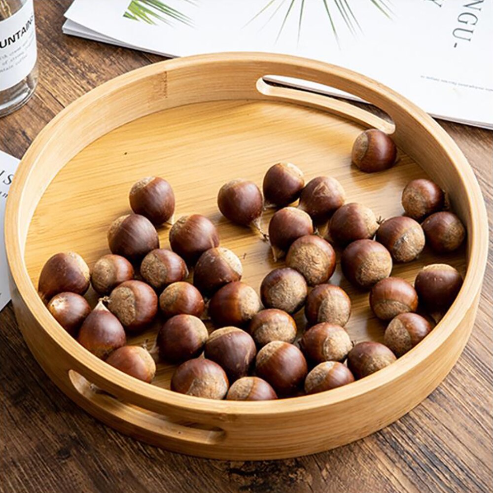 Round Tray Food Serving Plate Tea Food Dishes Drink Platter Food Plate Beef Steak Fruit Snack Tray Kitchen Accessories
