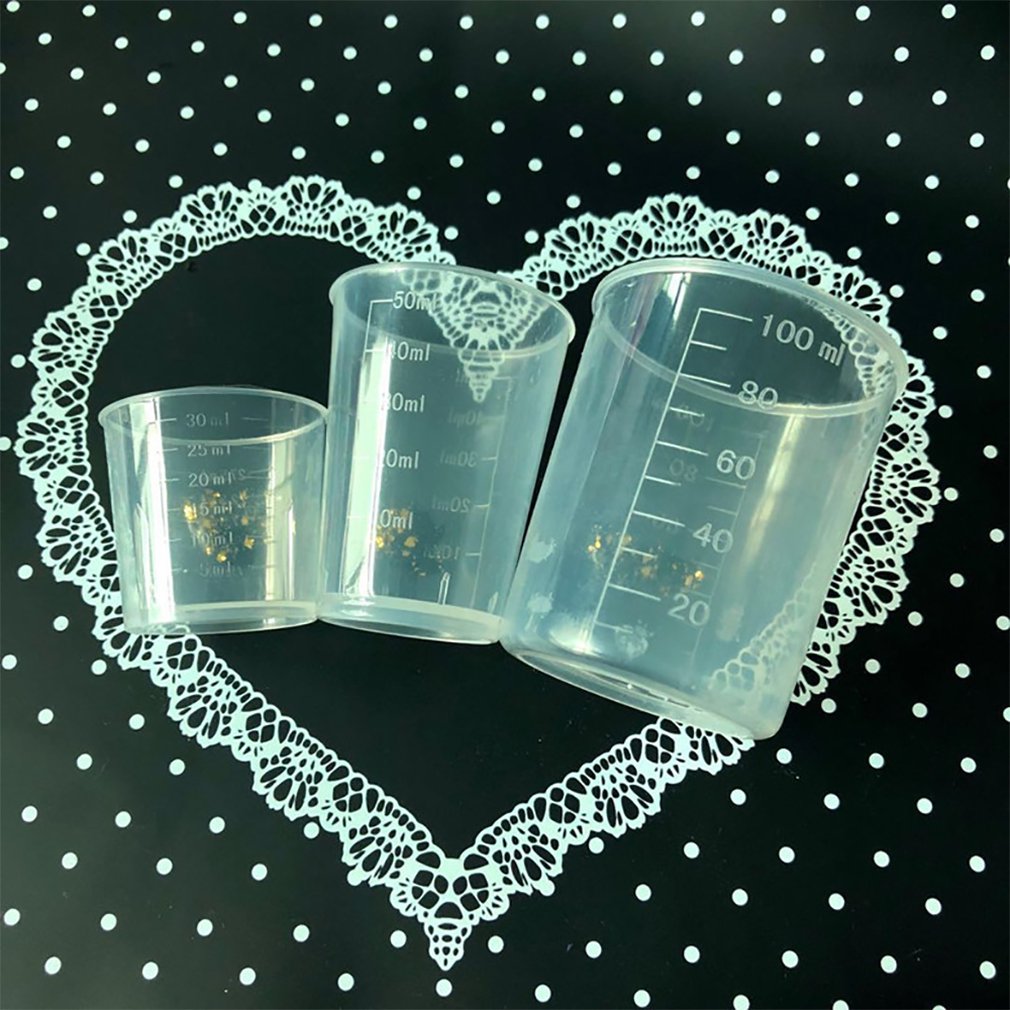 Waka 30/50/100ml Clear Plastic Graduated Measuring Cup for Baking Beaker Liquid Measure Jug Cup Container Kitchen Tool Measuring