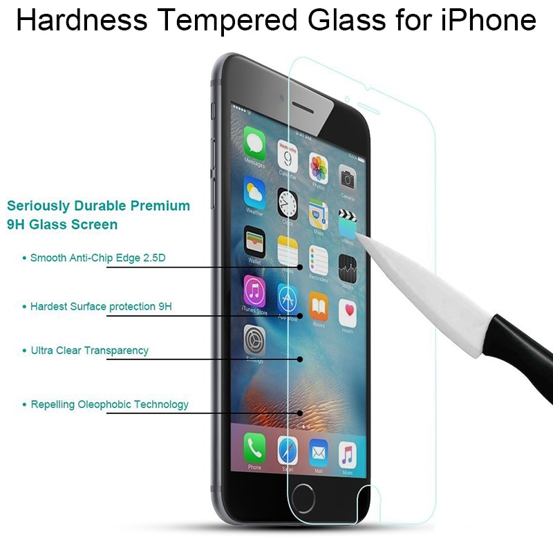 Screen Protector for iPhone 11 Pro Max X XS XR 5 5S SE Tempered Glass for iPhone 12 Pro 8 6 6S Hard Glass on iPhone 7 Plus Cover