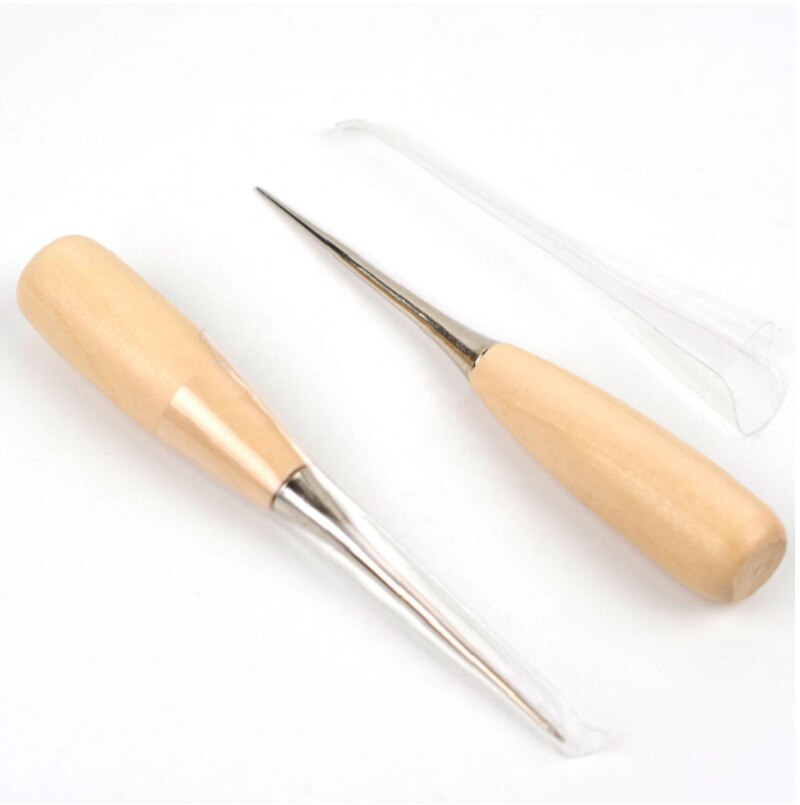 Wooden Handle Awls DIY Leather Sewing Awl Shoes Repair Tool Hand Stitcher Leather craft Awl Punch Hole Leather Tools