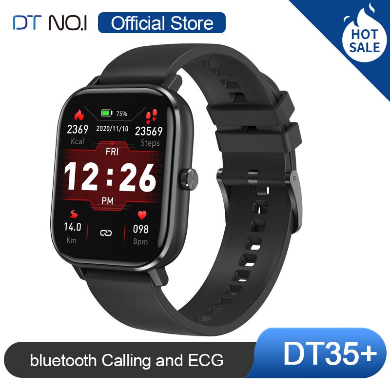 [Bluetooth Bellen] Dt NO.1DT35 + Smartwatch 1.75Inch Lcd-scherm Bluetooth Polsband Mannen Vrouwen Smart Horloges Hartslag monitor