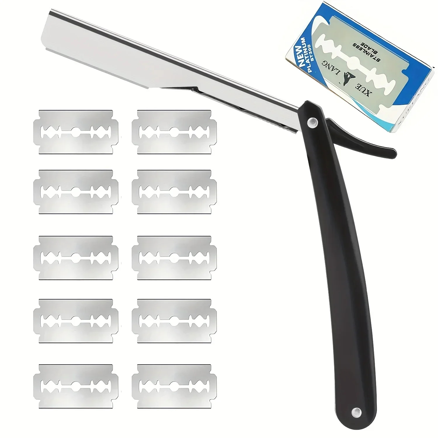 Barber Tool Double Edge Safety with Classic Retro Stainless Steel Razor Blades for Men's Shaving and Hair Removal