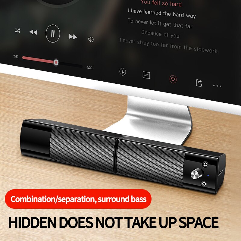 Przewodowe i bezprzewodowe głośniki komputerowe Bluetooth 5.0 głośnik Sound Bar na laptopa PC TV Aux radio HiFi Subwoofer z mikrofonem głośnik