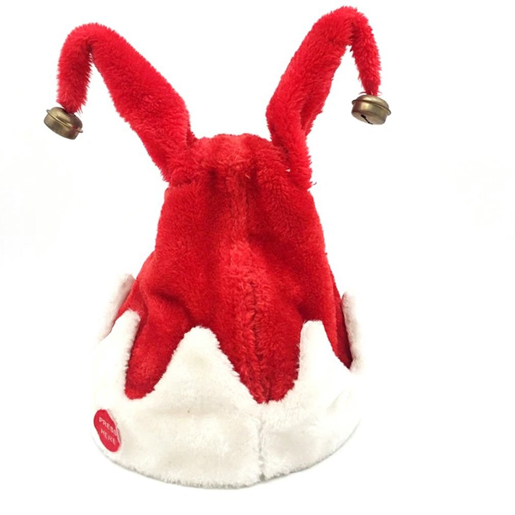 Musical Bell Christmas Santa Antler Hat Singing Dancing Moving Electric Antler Hat Plush Adult Hat Winter Warm Gif