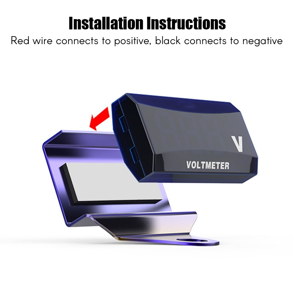 Voltímetro Digital Universal para motocicleta, voltímetro con pantalla LED, resistente al agua, monitor de batería con soporte, DC10-150V
