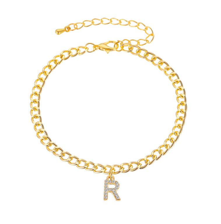 Alfabet Been Armbanden Enkelbanden Voor Vrouwen Foot Gouden Ketting Sieraden Lichtmetalen Gouden Ketting Voeten Ketting Sieraden Beginletter Enkelband: 1