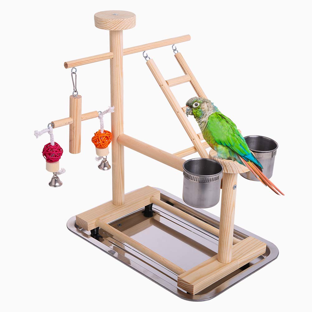 Parrot Playstand Perch Bird Play Stand Small Birds Play Gym Cockatiel Playground Platform Hanging Bell Swing Ladders Toys: Default Title