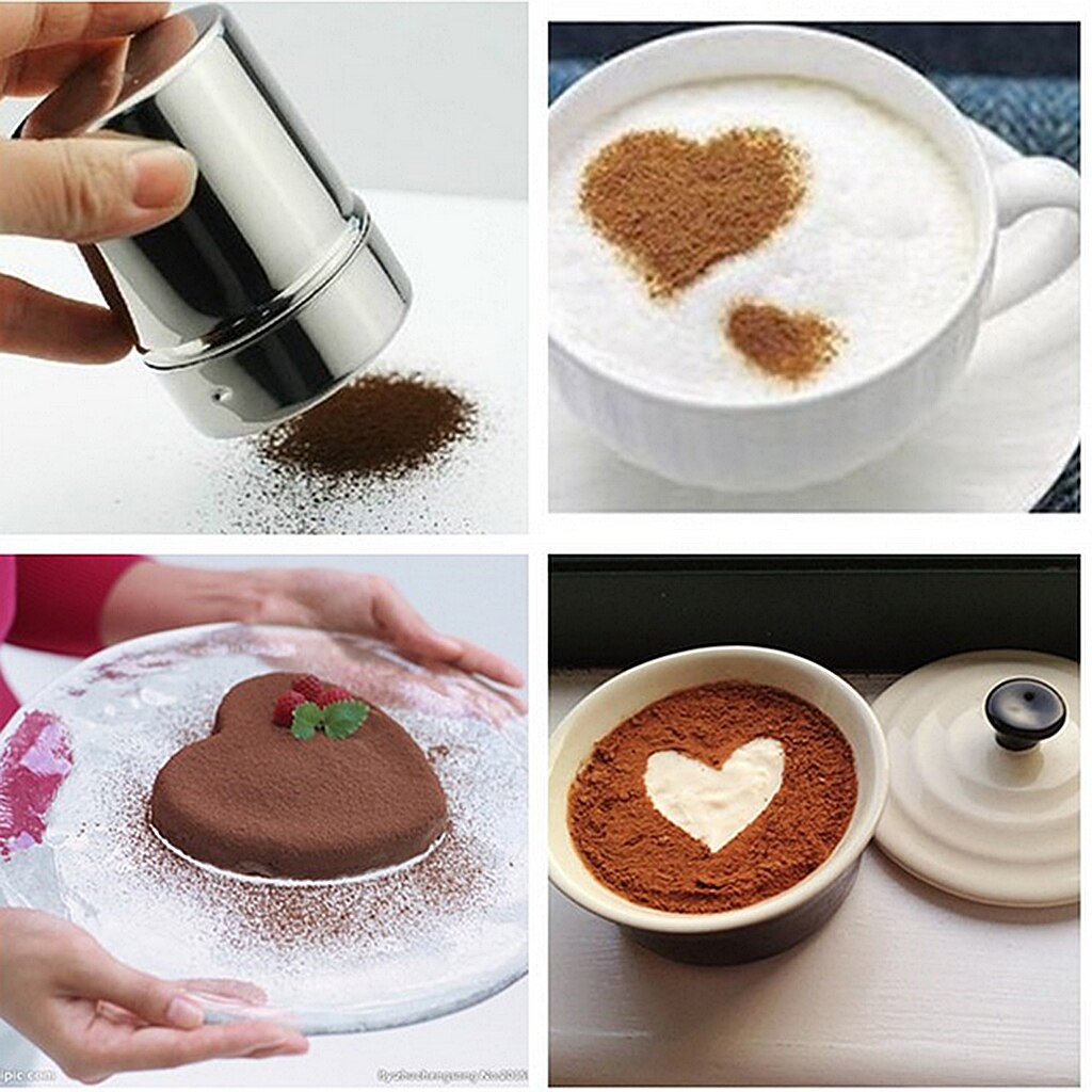 Roestvrij Chocolade Cacao Meel Shaker Icing Suiker Sprinkler Koffie Stofdoek