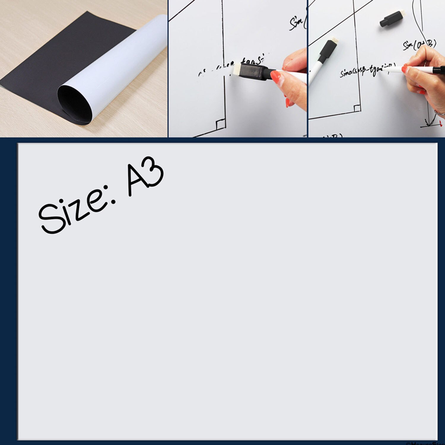 10 stk  a3 magnetisk whiteboard opslagstavle sæt med penne viskelæder magneter til hjemmekontor køleskab køleskab