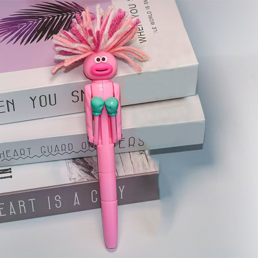 Kugelschreiber, lustiger Stift, Unterschrift Kuli 1.0, niedlicher Charakter-Puppenstift, Boxstift, Schreibstift, glattes Schreiben: Rosa