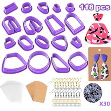 18Pc DIY Polymer Clay Cutters Clay Earring Cutters Different Shape Plastic Clay Cutters for Polymer Clay Jewelry Making Set: Paars